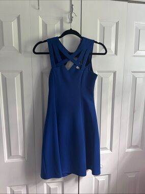 Radiant Royal Blue Strappy Crossback Mini Dress